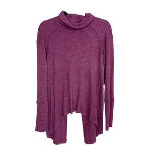 Free People Split Back Turtleneck Plum Purple Small S Long Sleeve Cotton Blend